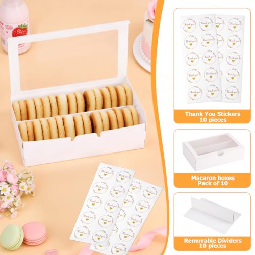 Macaron Boxes with Window, Pack of 10, 7.3x4.6x2in, Each Holds 12pcs