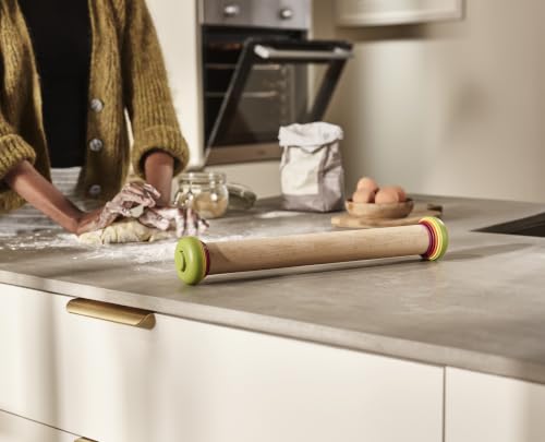 Joseph Joseph PrecisionPin - Rolling Pin with adjustable pastry thickness, Baking and dough rollers, Beech Wood, Multicolor - color: Multicolour