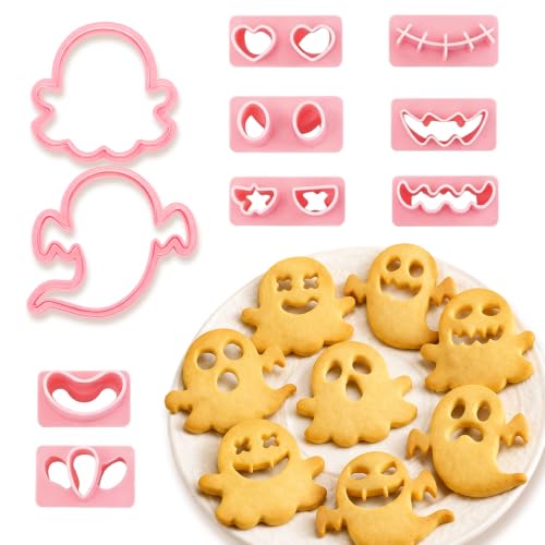 Halloween Cookie Cutters, 10Pcs Mini Ghost Cookie Stamps Set - color: Halloween Ghost