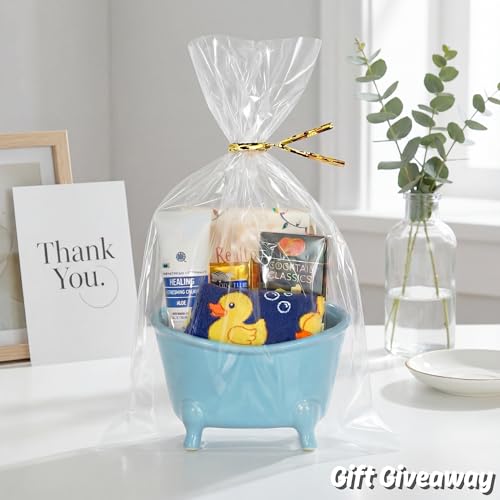 Wowfit 9x14 Clear Cellophane Goodie & Gift Bags, 50 CT, 6" Gold Twist Ties - size: 9x14 Inch (Pack of 50)