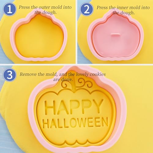 8Pcs Halloween Cookie Cutters 3D Cat Skull Witch Owl Coffin Baking Molds - color: Halloween B