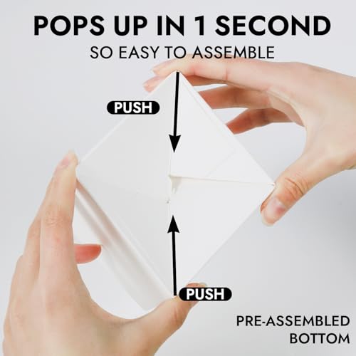 JCD 70pcs Cupcake Boxes, 3.5inches Auto-Pop up Single Individual Pre-Assembled White Cake Boxes with Window and Inserts Single Cupcake Containers for Birthdays, Wedding(White/70Pcs) - color: White/70Pcs