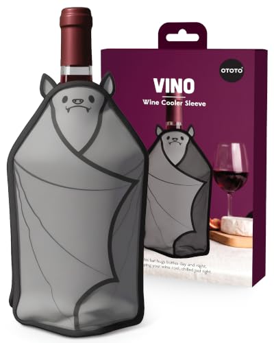 OTOTO Vino Wine Cooler Sleeve - Bat Cooler Sleeve for Wine Bottles & Glass Bottles, Reusable Bottle Cooler Sleeve, Halloween Spooky Gifts, Gothic Gifts, Unique Kitchen Gadgets - color: Vino Cooler Sleeve