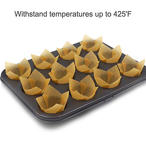 150pcs Tulip Cupcake Liners Natural Baking Cups Muffin Paper Liner - color: Natural Color