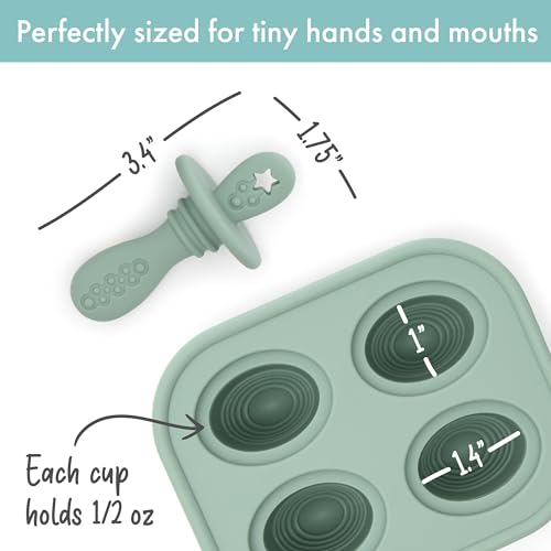 PrimaStella Silicone Petite Pops - Baby Popsicle Mold - BPA Free - Dishwasher Safe - 4 months+ Teether Pops - color: Green