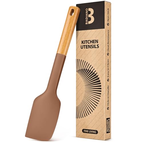 Badiano Silicone Heavy-Duty Spatula, Rubber Scraper for Nonstick Cookwares - color: Coffee