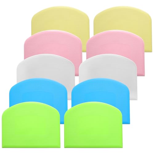 10 Pcs Plastic Bench Scraper for Baking - Bowl Dough Scraper for Bread Cutter - Multifunctional Kitchen food Scrapers Tool with Curved Edge, Cake Baking, Fondant Icing Smoother