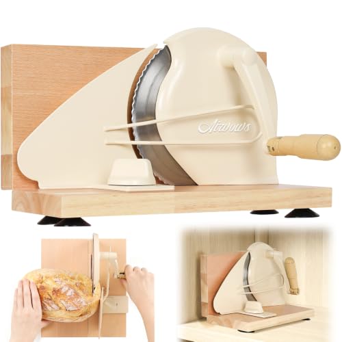 Manual Bread Slicer for Homemade Bread,Even Slicing from Thin to Thick - color: Soft Cream