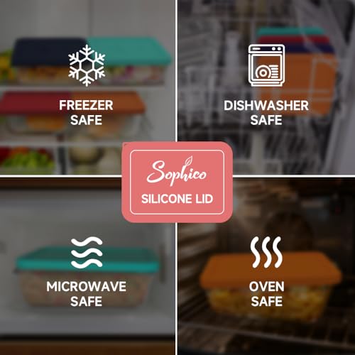 SOPHICO 11 Cup Silicone Replacement Rectangle Lids for Pyrex Glass 7212-PC - color: RED-2PACK