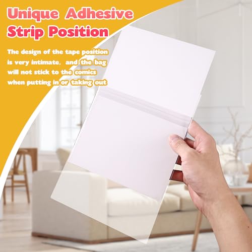 Miraclekoo100Pcs 6.97 x 10.6 Inch Self Sealing Cellophane Bags Clear Plastic Sleeves for Current Comic Book Collection Storage Protection - size: 6.97 x 10.6 inches