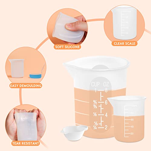 Silicone Resin Measuring Cups, 250&100ml Non-Stick Mixing Cups for Epoxy - color: 250&100ml