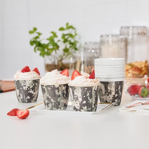 Restaurantware 4 oz Round Camouflage Paper Tall Baking Cup, 200 Pack - color: Camouflage, size: Tall