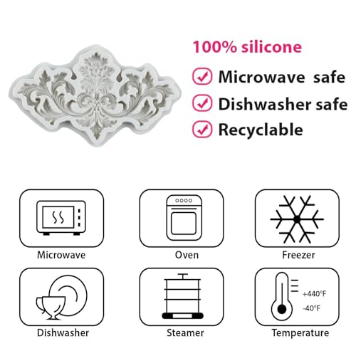 Baroque Curlicues Scroll Relief Lace Border Fondant Silicone Molds - color: Style ZB
