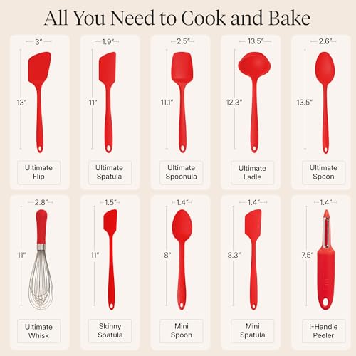 GIR: 10-Piece Silicone Ultimate Kitchen Utensils Set – Red - color: Red, size: 10 - Piece Set