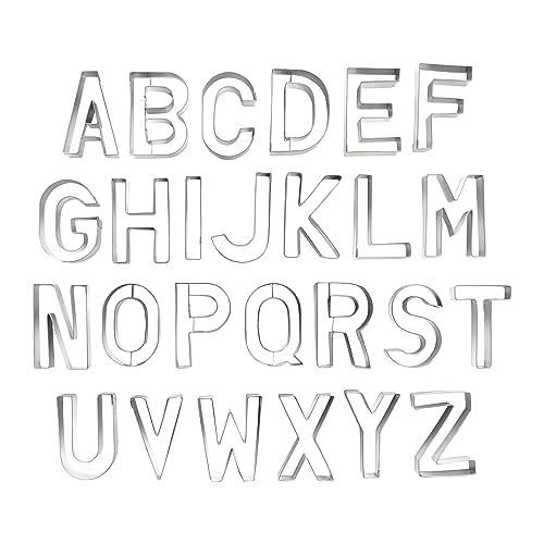 R&M Deluxe Alphabet Cookie Cutter 26-Piece Set – 2.5" Steel A-Z Letter Cutters for Cookies, Fondant, Sandwiches & Crafts - size: 2.5" Size, style: Alphabet
