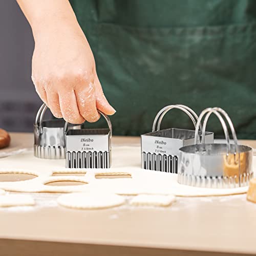 iNeibo Fluted Edge Biscuit Cutter Set - Round Circle Scone, Pastry, and Dough Cutters for Baking, Dumpling Skin, and Fondant - style: Fluted Round Biscuit Cutter