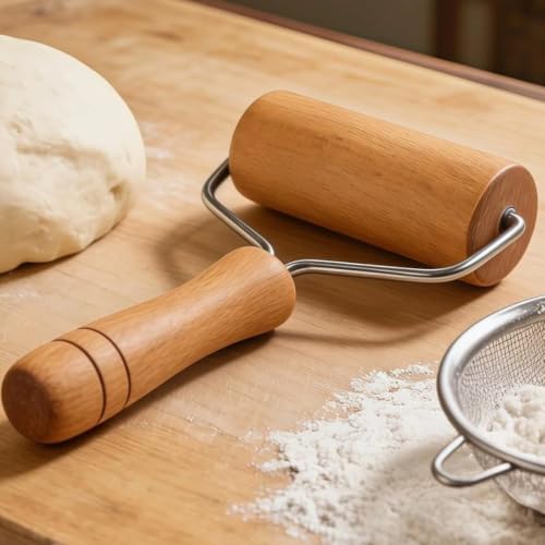 Small Rolling Pin, Wooden Dough Roller, Non-Stick Pizza Roller, T Type Rolling Pins for Kitchen Baking, Pizza Dough Press (3.8 * 7.5 inch) - size: 3.8*7.5 inch