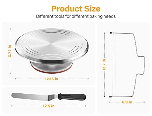 Kootek 22 Aluminum Cake Stand Turntable Set for Decorating Baking Kit, 12"
