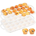 24 Cups Silicone Mini Muffin Pan for Baking with Metal Frame - color: Cream, size: 24-Cup Mini
