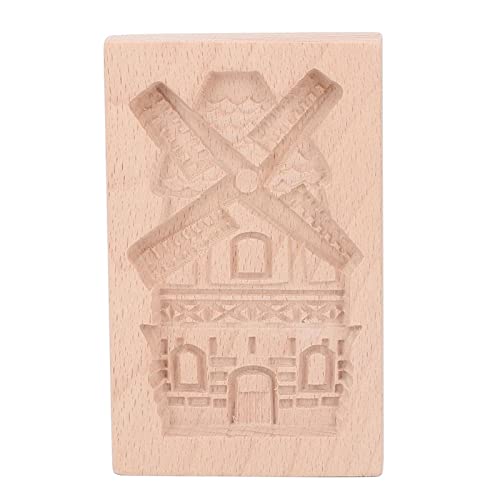 JTLB Beechwood Wooden Cookie Mould, Reusable Washable Biscuit Press Stamp, Perfect for Kitchen Baking Needs (Windmill) - color: Windmill