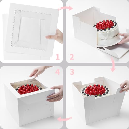 12 Inch Cake Box with Cake Boards, Disposable Cake Containers-3 Pack