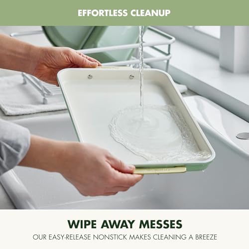 GreenPan Bakeware 13" x 9" Ceramic Nonstick Quarter Sheet Pan, Sage Green - color: Sage Green, size: 13" x 9" Quarter Sheet Pan