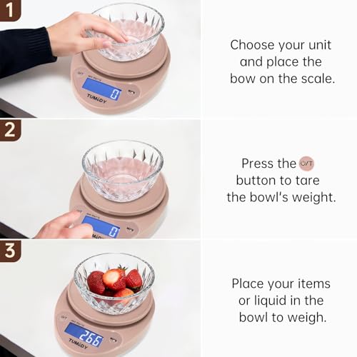 Small Digital Kitchen Scale Food, Scale for Baking Cooking, 11lb/5kg, Pink - color: pink