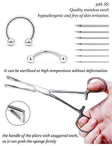 Vsnnsns 9 Style 316L Surgical Steel Body Piercing Tools Kit Piercing Clamps Forceps Use for Nose Septum Lip Tongue Eyebrow Belly Rings Ear Dermal Piercing Jewelry Kit Tools - color: Style 1, Piercing Clamp Forceps