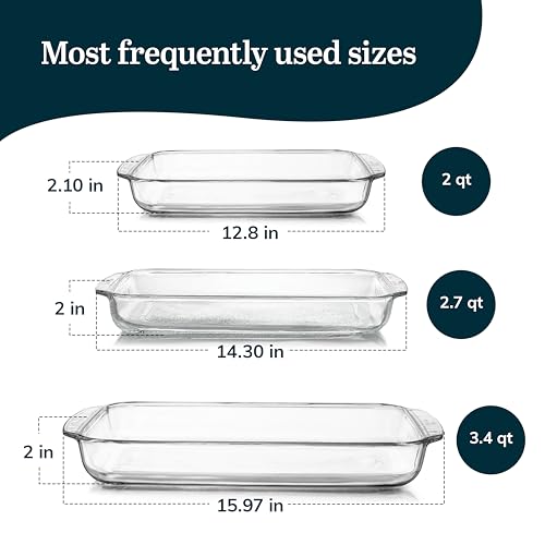 Libbey Baker's Basics Rectangular 3-Piece Glass Casserole Baking Dish Set - color: Basic - 3pc Rectangle Set