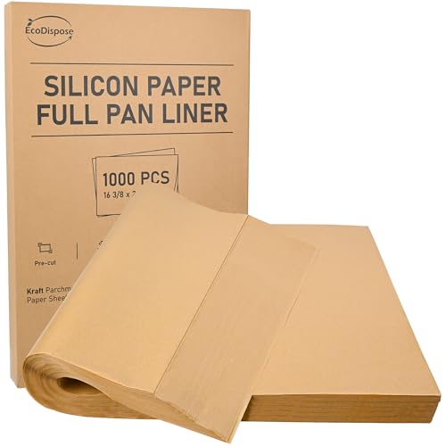 EcoDispose 1000 Pcs Precut Parchment Paper Baking Sheets, 16-3/8" x 24-3/8" - color: Unbleached, size: Full pan -1000PCS