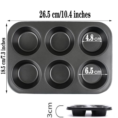2 Packs 6-Cup Muffin Baking Pan Tin, Small Round Muffin Tin, Nonstick Cupcake Pans, Cheesecake Pans, Carbon Steel, Black - color: Black, size: 6 Cavity Muffin,2 PCS