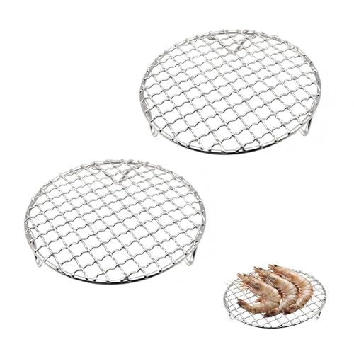 2PCS Small Cooling Rack 5.1 Inch,Round Cooking Rack,Steamer Rack for Pots,Stainless Steel Air Fryer Rack with Fixed Legs,Fits Multi-Cookers & Ovens for Cooling,Roasting,Baking&Steaming((5.1 Inch) - color: 5.1 Inch