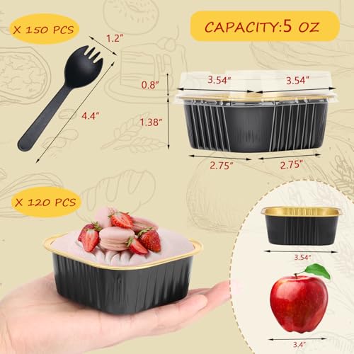 LNYZQUS 5oz Mini Cake Pans with Lids, Individual Brownie Tins 120 Pack - color: Black, size: 120 Pack