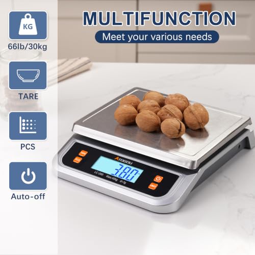 Atogou 88lb Food Scale, Commercial Kitchen Scale Plug-in Usable - size: Silver 88 lb (40 kg)