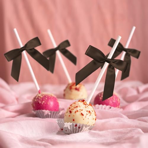 50 Pcs Satin Bows with Twist Ties, 2.5 Inch Gift Wrapping Bows, Brown - color: Brown
