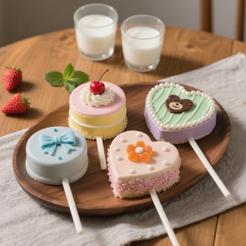 Beesini Cake Pop Mold Kit, 2 Pack Cake Pop Cutter and Pusher with 50pcs Cake Pop Sticks, 50pcs Cake Pop Bags, 50pcs Twist Ties, Cake Pop Maker for Cakepops, Lollipop, Candies, Chocolates and Cookies