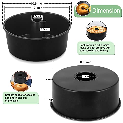 LIANYU 10 In Angel Food Cake Pan, Black Nonstick Tube Pound Pan for Baking - color: Black