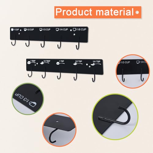Premium Measuring Cups and Spoons Hanging Rack Screw Adhesive 2pcs - color: rack
