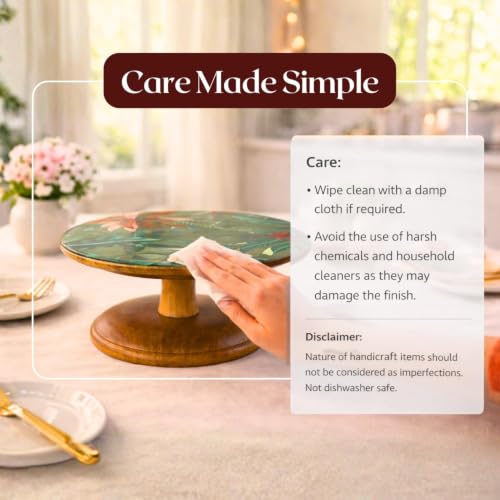 nestroots Cake Stand, Wood with Steel Base, Round Cupcake Stand (Mango Wood (10" x 4.5"))