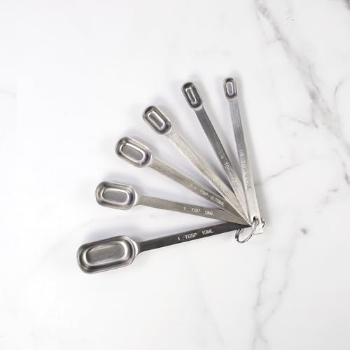 Mrs. Anderson’s Baking Spice Jar Measuring Spoons, Heavyweight 18/8 Stainless Steel, Set of 6 Narrow Measuring Spoons - style: Spice Spoons, 6-Piece Set