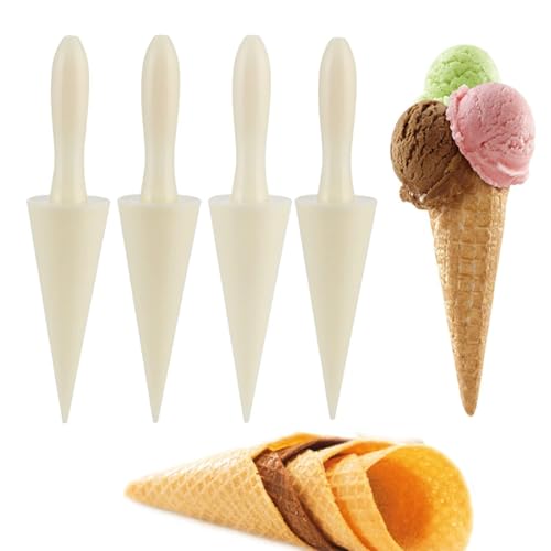 4Pcs Cone Roller Pizzelle Roller, Krumkake Cone Ice Cream Cone Mold Roller Pizzelle Roller Cone Pastry Ice Cream Cone Mold Mini Waffle Cones Pastry Decorating Baking Tool