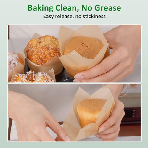Caperci 150pcs Tulip Cupcake Liners Parchment Paper Muffin Cups for Baking - color: Natural (150-Count)
