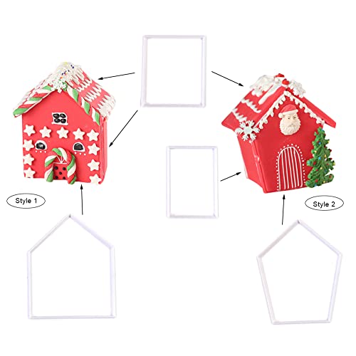 Gingerbread House Cookie Cutter Set, 3D Plastic Mini Christmas Cookie Cutter Kit, Biscuit Mold DIY Baking Tools