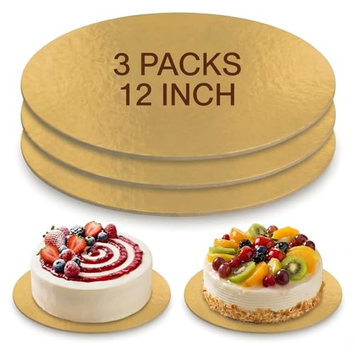 Cake Boards, 3 Packs 12-inch/30cm Gold Round Cake Boards - color: Gold-12 Inch