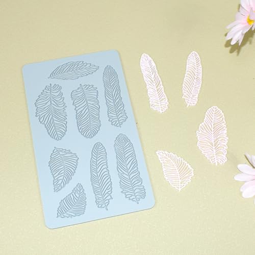 Silicone Lace Fondant Mold for Cake Decorating, Feather Pattern Sugarcraft, Clay, Polymer Clay, and Fondant Tools (D_ Feather) - size: D_ Feather