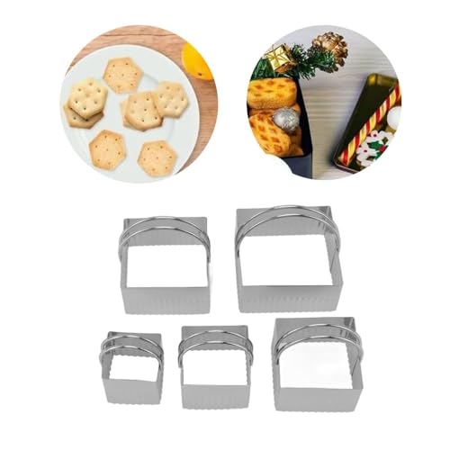 5Pcs Stainless Steel Cookie Cutters Set with Handle, 5 Sizes Baking Mould for Biscuits Scones, Easy Clean Dishwasher Safe(Square) - size: Square