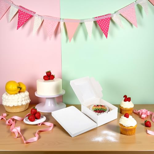 20Pack Cake Boxes with Window(20 boxes), White Bread Boxes for Cookies, Cakes, and Baked Goods, Gift Giving Cake 8x8x5inch - size: 8x8x5 inches