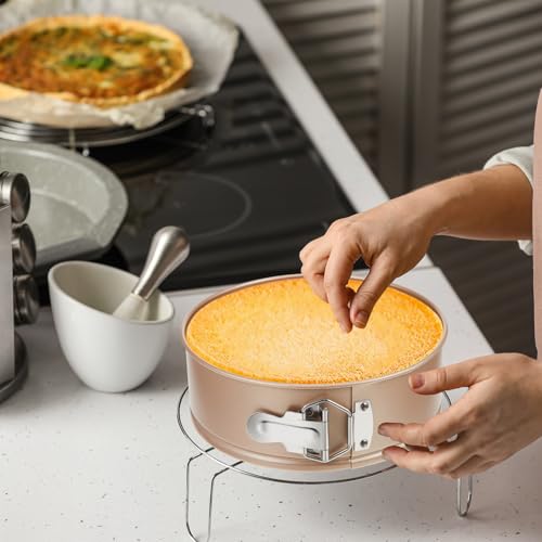 4 Pcs 7 Inch Nonstick Springform Cheesecake Pan with Removable Bottom - color: Champagne Gold, size: 7 Inch