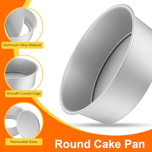 HARFINGTON 2Pcs Round Cake Pan with Removable Loose Bottom 9" Small Cheesecake Pan Anodized Aluminum Nonstick Baking Pan for Wedding Birthdays Party Event - color: Silver Tone, size: 9"