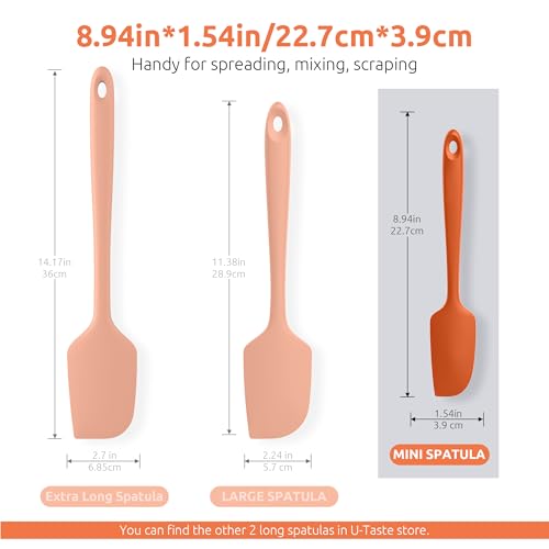 U-Taste Small Mini Silicone Spatula, 9in Rubber Jar Bowl Scraper, Orange - color: Orange